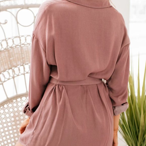 MATTER OF TIME LONG SLEEVE SHIRT DRESS (MAUVE) - Picture 5 of 11